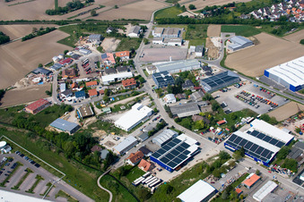 Oblique view of Industriestr in Hagenbach in the state Rhineland-Palatinate, Germany