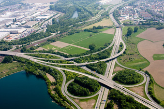 Hagenbach A65 motorway junction in the district Maximiliansau in Wörth am Rhein in the state Rhineland-Palatinate, Germany