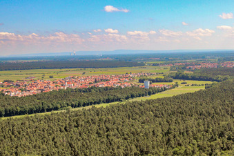 Aerial view of View of the town from the southwest in Hatzenbühl in the state Rhineland-Palatinate, Germany