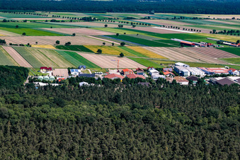 Aerial view of Im Gereut industrial estate from the south in Hatzenbühl in the state Rhineland-Palatinate, Germany