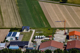 Gereuäcker industrial estate from the south in Hatzenbühl in the state Rhineland-Palatinate, Germany