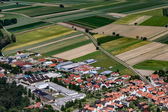 Im Gereut industrial estate from the east in Hatzenbühl in the state Rhineland-Palatinate, Germany