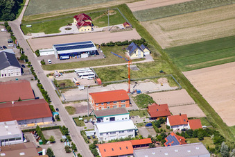 Geräutäcker industrial estate from the east in Hatzenbühl in the state Rhineland-Palatinate, Germany