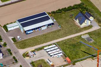 Oblique view of Geräutäcker industrial estate from the east in Hatzenbühl in the state Rhineland-Palatinate, Germany