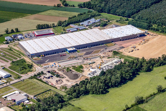 New logistics center at Horstring in the district Minderslachen in Kandel in the state Rhineland-Palatinate, Germany out of the air