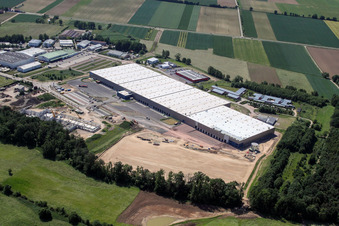Oblique view of New building construction site in the industrial park Horst for Friedrich Zufall GmbH & Co. KG Internationale Spedition in the district Gewerbegebiet Horst in Kandel in the state Rhineland-Palatinate, Germany