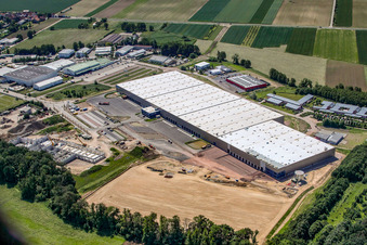 Drone recording of New logistics center at Horstring in the district Minderslachen in Kandel in the state Rhineland-Palatinate, Germany