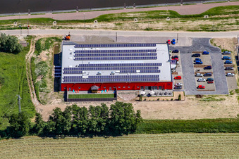 Aerial view of Bienwald Fitness World in the district Minderslachen in Kandel in the state Rhineland-Palatinate, Germany