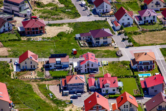 On the high trail in Kandel in the state Rhineland-Palatinate, Germany seen from a drone