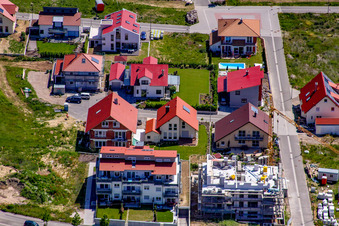 Aerial view of On the high trail in Kandel in the state Rhineland-Palatinate, Germany