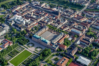 City center with castle in Rastatt in the state Baden-Wuerttemberg, Germany