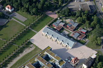 Aerial view of Castle park with riding hall in Rastatt in the state Baden-Wuerttemberg, Germany
