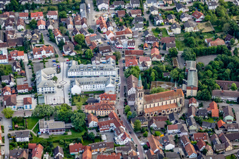 Aerial photograpy of Municipal administration, St. Vinzenz, Hauptstr in Sinzheim in the state Baden-Wuerttemberg, Germany