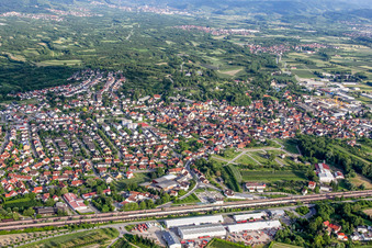 Aerial photograpy of From the west in Renchen in the state Baden-Wuerttemberg, Germany