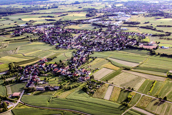Aerial view of Village view in the district Sand in Willstätt in the state Baden-Wuerttemberg, Germany