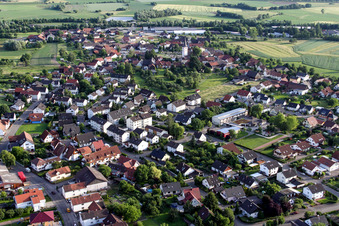 Aerial photograpy of Village view in the district Sand in Willstätt in the state Baden-Wuerttemberg, Germany