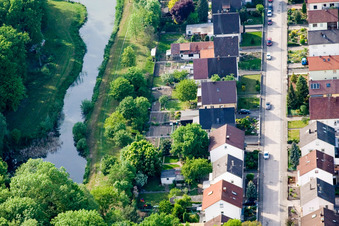 Bird's eye view of Elsässerstr in Kandel in the state Rhineland-Palatinate, Germany
