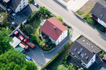 Drone recording of Elsässerstr in Kandel in the state Rhineland-Palatinate, Germany