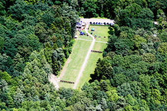 Ensemble of bow-shooting sports ground of Bogensport Verein Kandel in Kandel in the state Rhineland-Palatinate, Germany