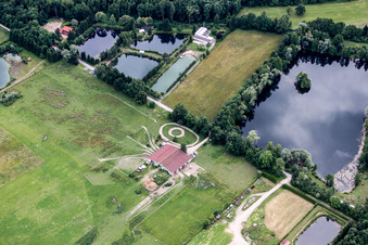 Aerial view of Forstfeld in the state Bas-Rhin, France