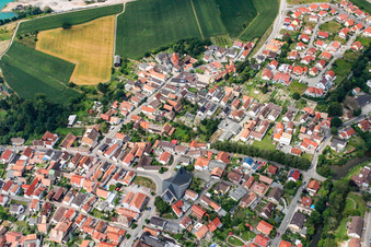 Oblique view of St. Gertrud, Lower Main Street in Leimersheim in the state Rhineland-Palatinate, Germany