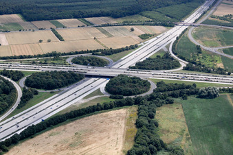 Aerial photograpy of Walldorf motorway junction A6 and A5 in the district Rot in St. Leon-Rot in the state Baden-Wuerttemberg, Germany