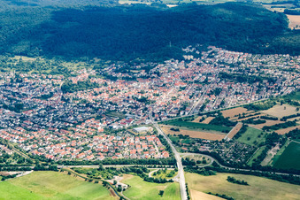 View of the town from the west in Nußloch in the state Baden-Wuerttemberg, Germany