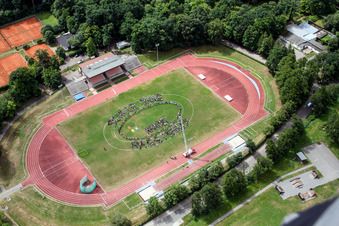 Football stadium Bienwaldstadion in Kandel in the state Rhineland-Palatinate
