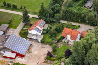 Aerial view of Weberhof, Waschmühle in Billigheim-Ingenheim in the state Rhineland-Palatinate, Germany