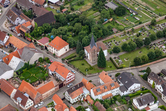 Protest. Church Winden and cemetery in Winden in the state Rhineland-Palatinate, Germany