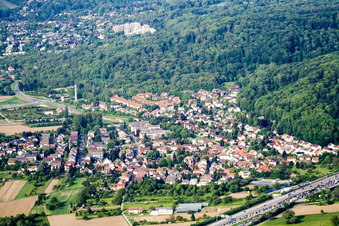 From the south in the district Wolfartsweier in Karlsruhe in the state Baden-Wuerttemberg, Germany