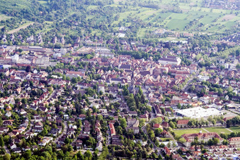 City center from the north in Ettlingen in the state Baden-Wuerttemberg, Germany