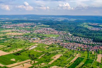 Aerial view of From the north in the district Busenbach in Waldbronn in the state Baden-Wuerttemberg, Germany