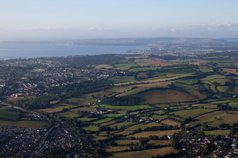 Drone recording of Kingskerswell in the state England, Great Britain