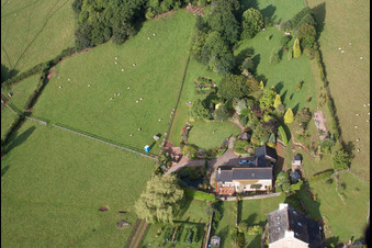 Aerial view of Denbury in the state England, Great Britain