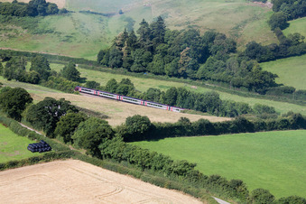 Aerial view of Berry Pomeroy in the state England, Great Britain