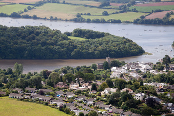 Aerial view of Totnes in the state England, Great Britain