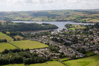 Aerial photograpy of Totnes in the state England, Great Britain