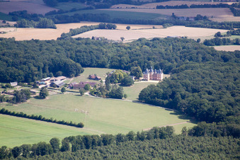 Aerial view of Lavaré in the state Sarthe, France