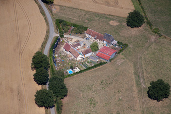 Aerial view of Melleray in the state Sarthe, France
