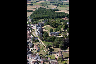 Montmirail in the state Sarthe, France seen from above