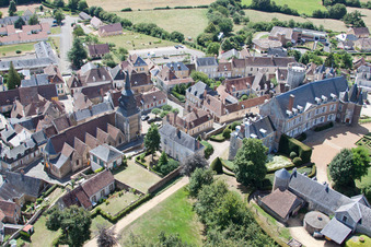 Bird's eye view of Montmirail in the state Sarthe, France