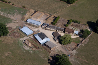Aerial view of Lamnay in the state Sarthe, France