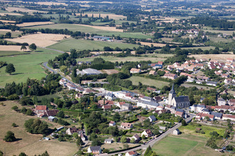 Bird's eye view of Lamnay in the state Sarthe, France