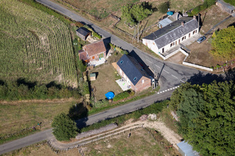 Aerial view of Semur-en-Vallon in the state Sarthe, France