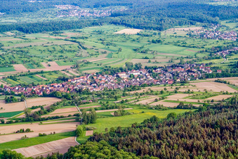 From the north in the district Weiler in Keltern in the state Baden-Wuerttemberg, Germany