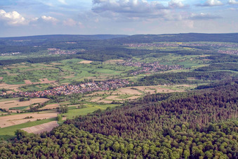 Aerial view of From the north in the district Weiler in Keltern in the state Baden-Wuerttemberg, Germany