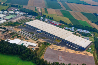 Aerial view of Horst Industrial Estate, Zufall Logistics Center in the district Minderslachen in Kandel in the state Rhineland-Palatinate, Germany