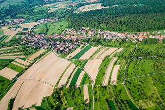 Aerial view of Village view in the district Niebelsbach in Keltern in the state Baden-Wuerttemberg, Germany