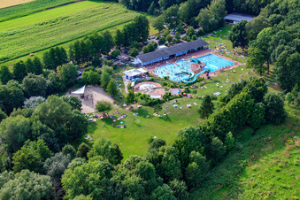 Aerial view of Forest swimming pool Kandel in Kandel in the state Rhineland-Palatinate, Germany